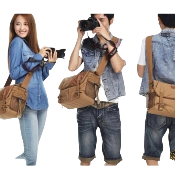 Koolertron Khaki Waxed Canvas Messenger Camera Bag - Picture 1 of 10